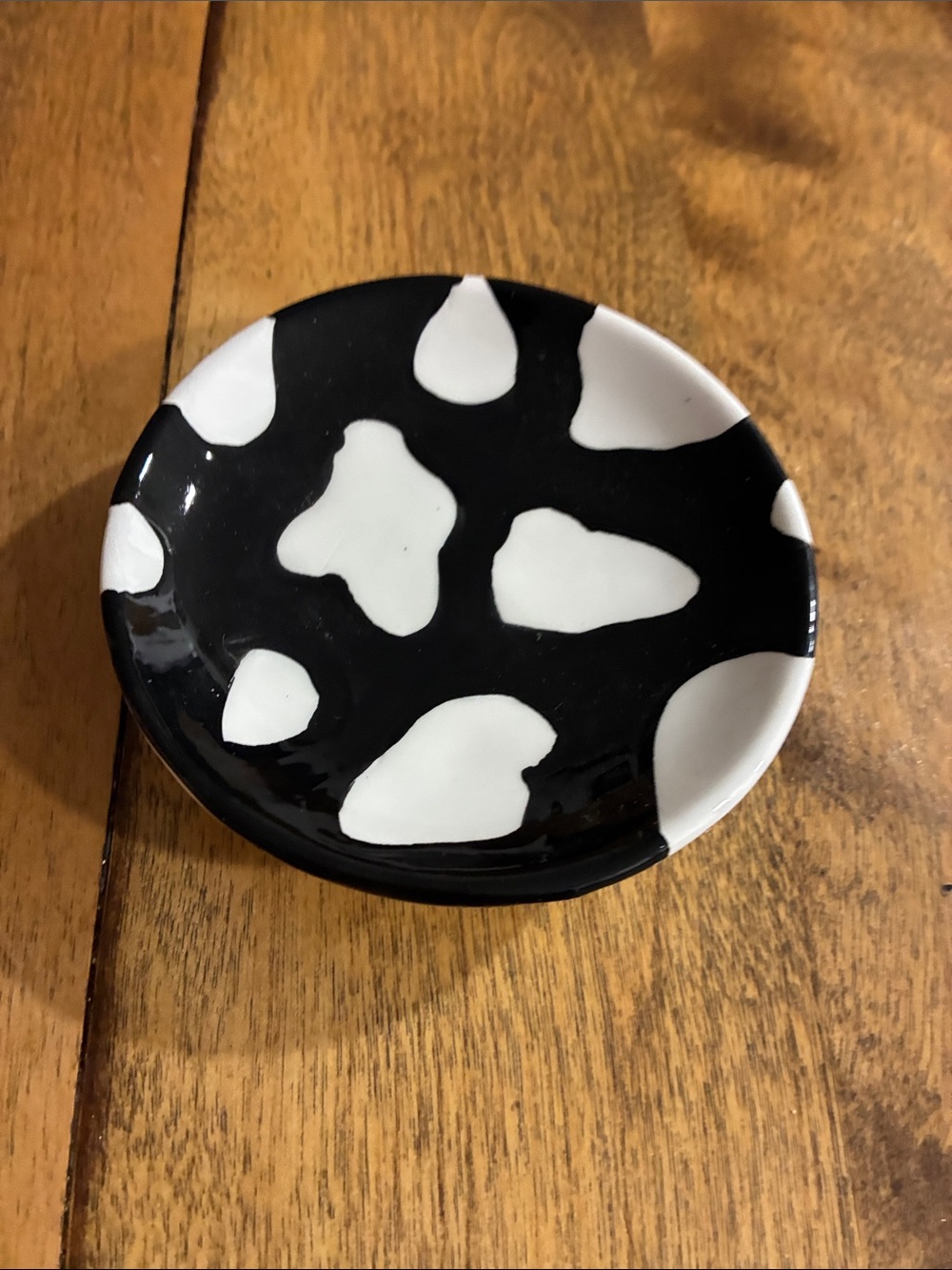 Hand Crafted Black and White Ceramic Accent Dish